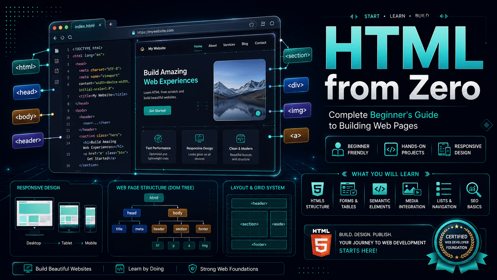 HTML from Zero — Complete Beginner's Guide to Building Web Pages