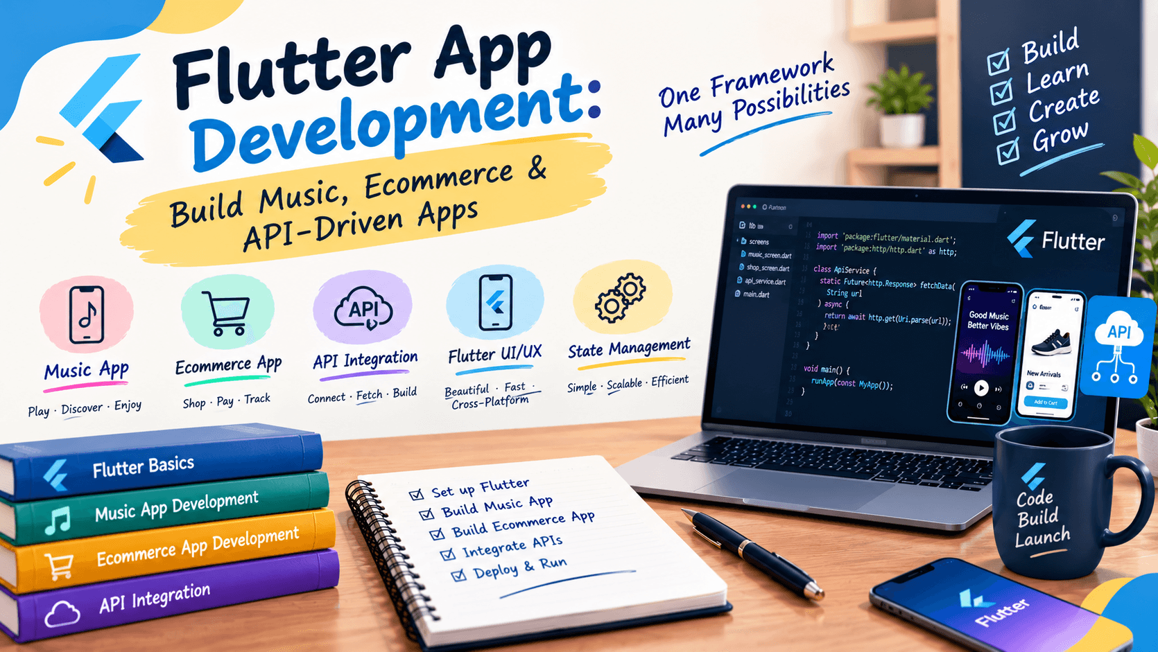 Flutter App Development: Build Music, Ecommerce & API-Driven Apps