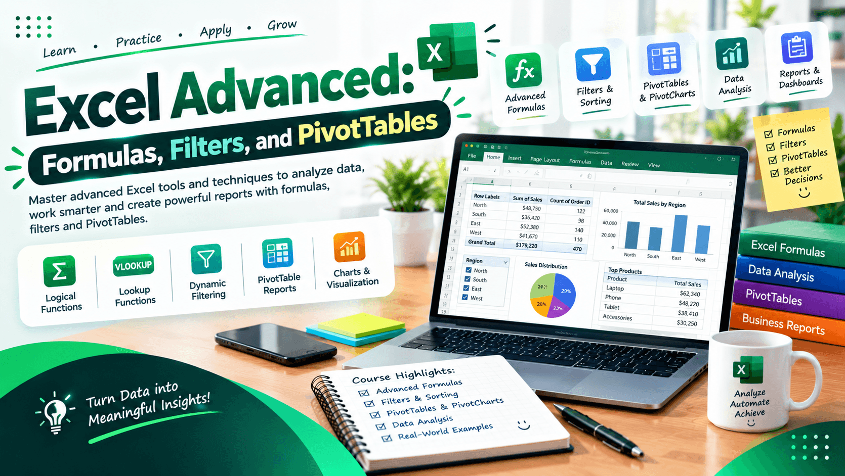 Excel Advanced: Formulas, Filters, and PivotTables