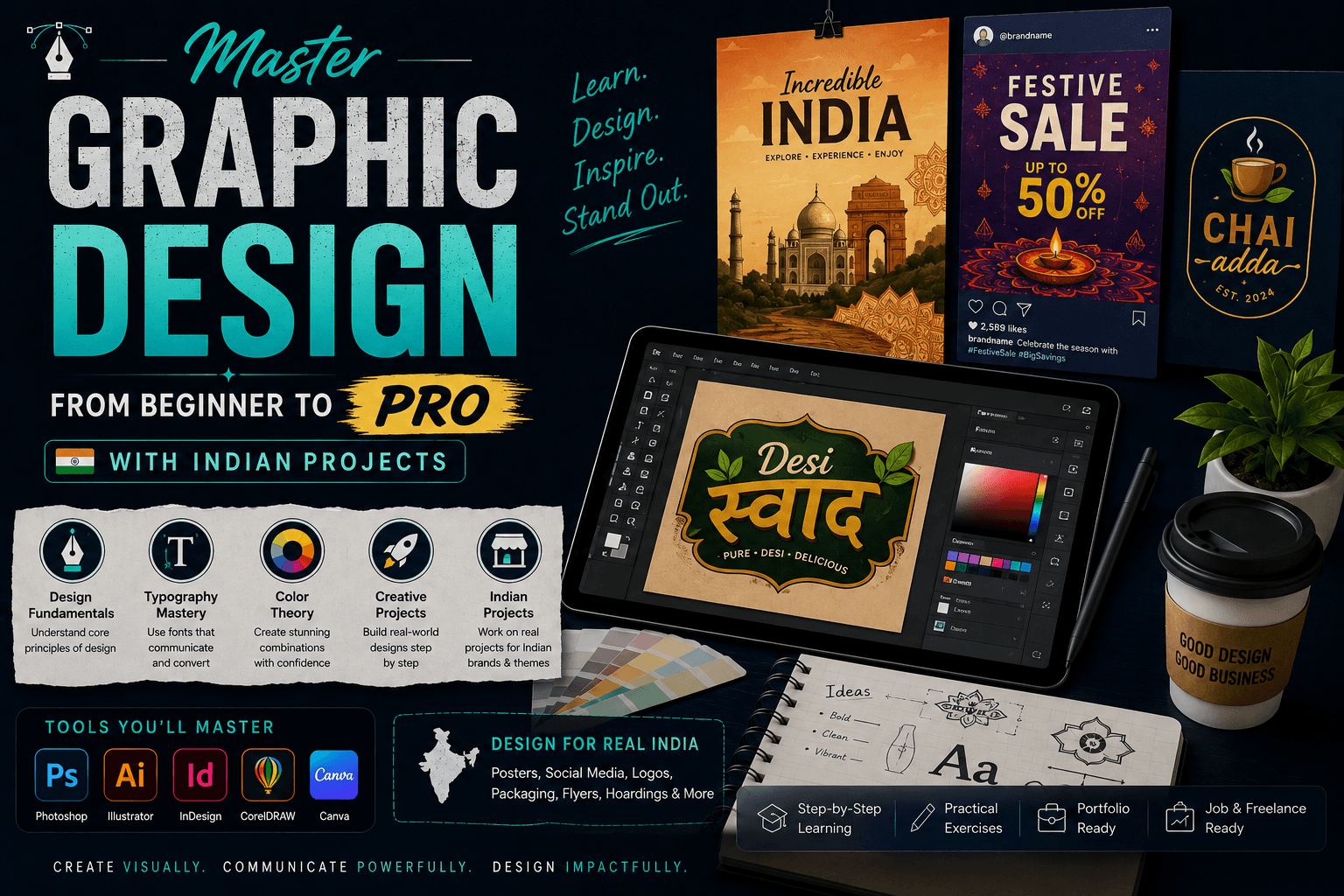 Master Graphic Design: From Beginner to Pro with Indian Projects